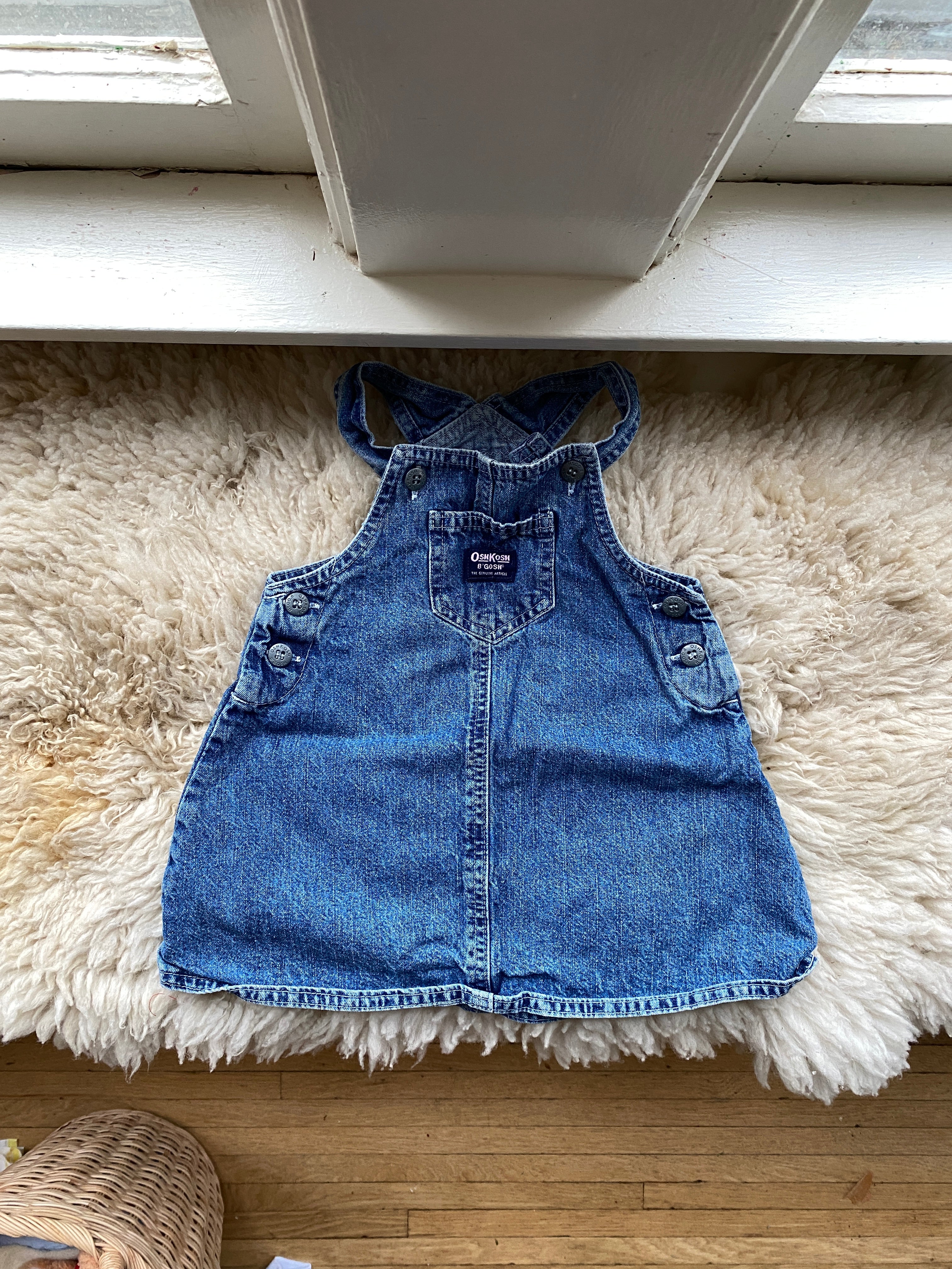 vintage oshkosh denim jumper 24 months